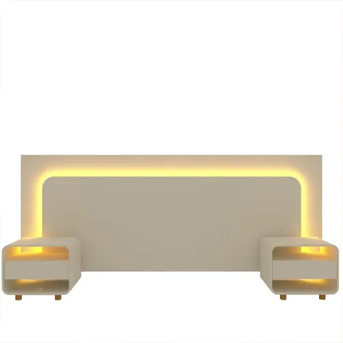 Cabeceira ​Led E 2 Mesas 140/160/195 Innova Off White Gelius