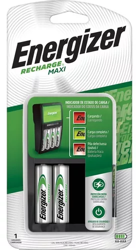 Energizer Pilas AAA recargables y cargador de batería recargable AA y AAA  con 4 pilas recargables AA NiMH, 12 unidades