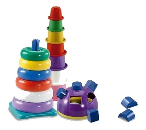 Imagen 2 de 8 de Torre Apilable Encastre 3 En 1 Mis Primeros Juegos New Plast