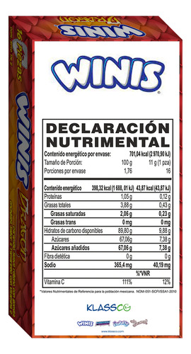 Dulces Winis Maxitubito Dragón Tamarindo Con Chile 16pza