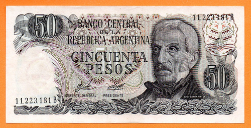 Billete 50 Pesos Ley, Bottero 2376, Año 1976 Sc 