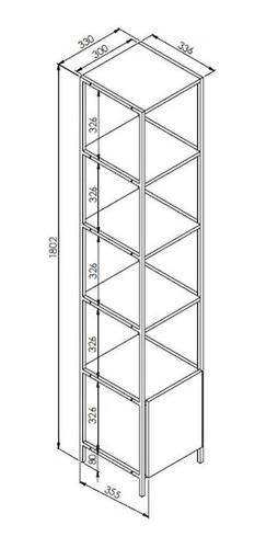 Imagen 3 de 6 de Estanteria Biblioteca Hierro Una Puerta Estilo Industrial