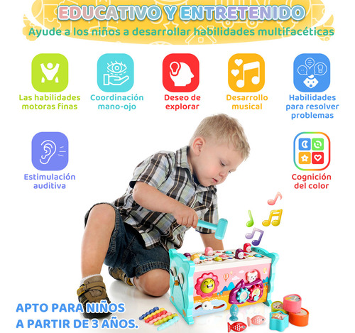 Juguete Montessori Bebes Educativo Martilleo Juego 8 En 1