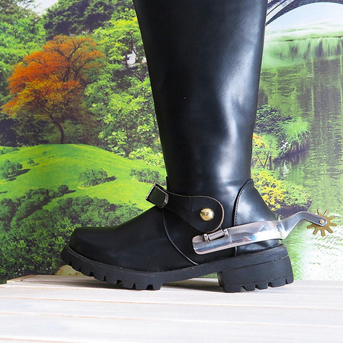 Esporos De Bota De Cavalo De Cowboy Em Prata Preta Para Mulh