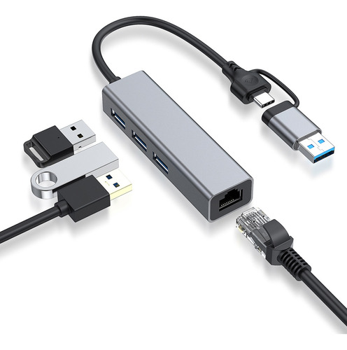 Adaptador Hub Usb 3.0 A Ethernet Rj45 De 1000 Mbps