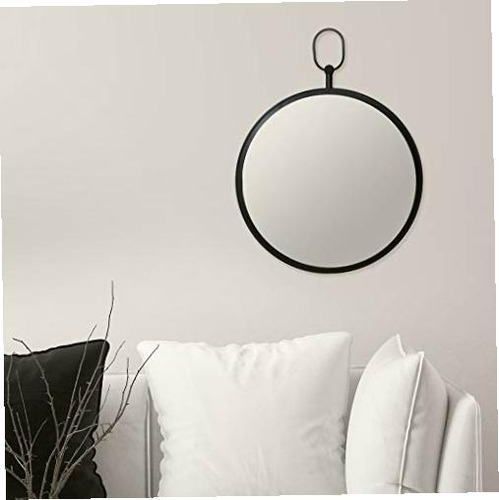 Patton Wall Decor 489484 Round Mirror, LED Light, Warm White, Black Frame.