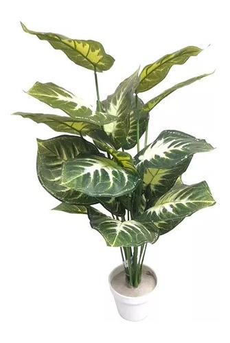 Planta Artificial Decorativa Caladium Verde-blanco De 50cm