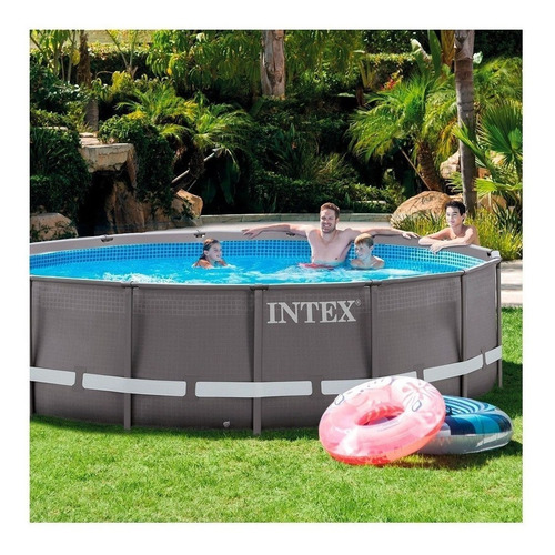 Imagen 3 de 10 de Piscin Redonda 12706l C/ Bomba Intex Exterior 427x107 Negra