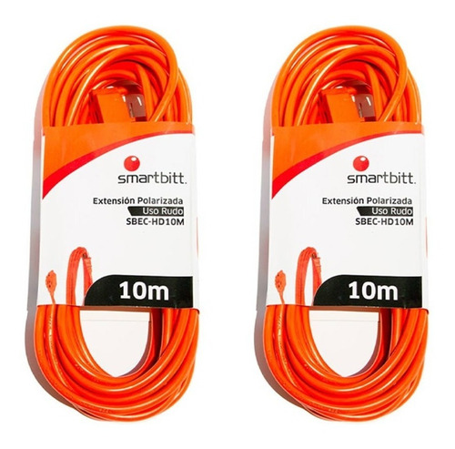 Smartbitt Kit De 2 Extensiones De Uso Rudo De 10 Mts Color Naranja