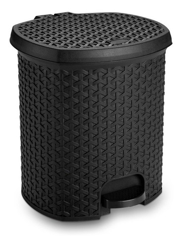 Lixeira Cesto 6 Litros Rattan C/ Pedal Diversas Cores Cor Preto