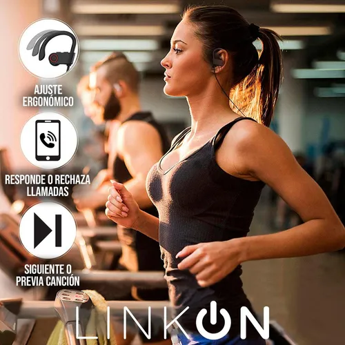 Audifonos Deportivos Inalambricos Bluetooth Microfono Color Negro Linkon