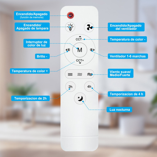 Llinpi® Ventilador De Techo Con Luces Led 6 Aspas