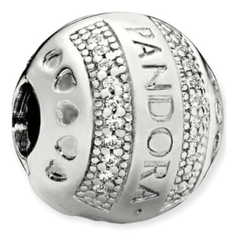 Charm De  Clip Pandora Original Plata S925 Redondo Logo 