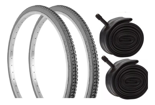 2 Pneu Aro 24 X 1 3/8 Cadeira Rodas + Câmaras Ar Vee Rubber Cor Cinza