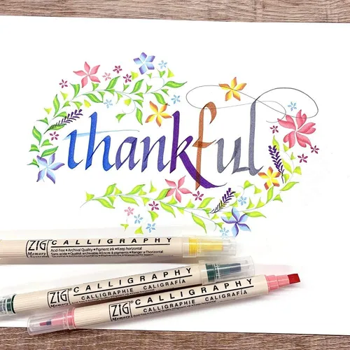 Bolígrafos Kuretake Zig Calligraphy, 7 Colores Y Juego De De