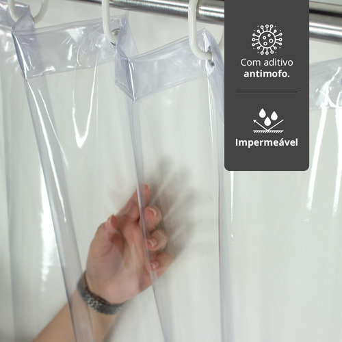 2 Cortina De Box Transparente Grossa Resistente Antimofo