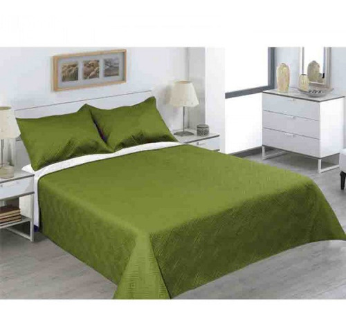 Cubrecama 1.5 Plazas Davinci Sherpa Liso Verde Doral