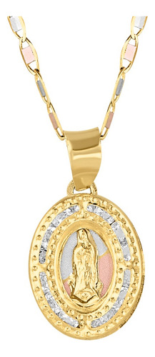 Medalla Virgen De Guadalupe Oro 10 Kilates Y Cadena Oro 10k