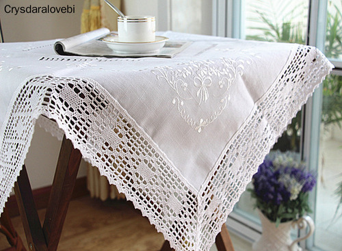 Toalha De Mesa De Jantar De Renda, Mesa Bordada Com Fios Des