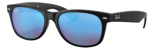 Anteojos De Sol Ray-ban New Wayfarer Flash Standard Con Marco De Nailon Color Matte Black, Lente Blue Flash, Varilla Matte Black De Nailon - Rb2132