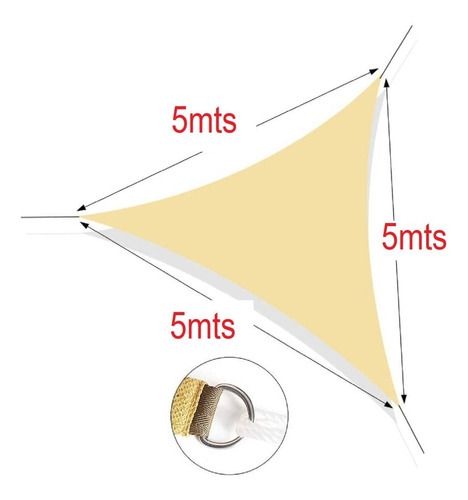 Imagen 2 de 8 de Pack 3 Toldo Vela Impermeable Toldo Plegable 5x5x5m Tringulo