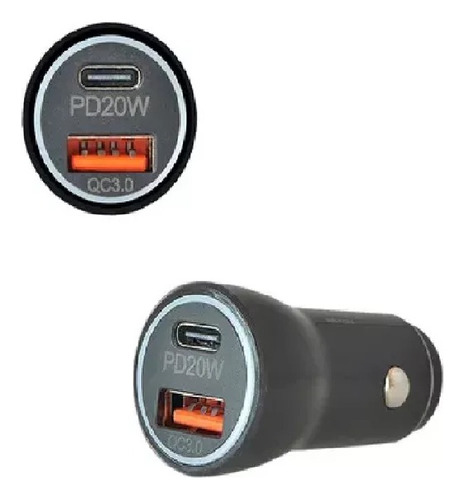 Cargador Auto Tipo C Carga 20w  O Pared Usb