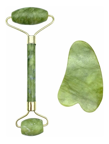 Gua Sha Facial + Rodillo Piedra Jade Antiarrugas Masajeador