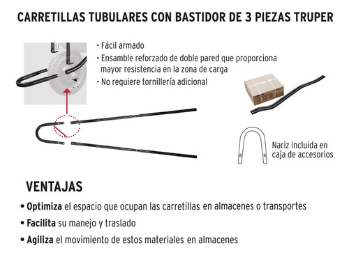 Carretilla 6ft3 Imponchable, Bastidor, Truper Expert 100417 Naranja