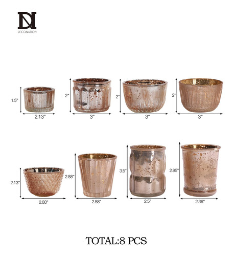 Deconación Dn 8pcs Candelador De Vidrio Mercury, Candelabros