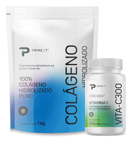 Colágeno Hidrolizado 1 Kg + Vita-c300 Combo Sabor Sin Sabor