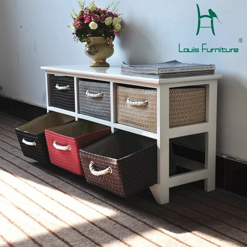 Mueble Madera 6 Cajoneras Uso Multiple Línea Madera Ratán.