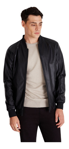 Campera Macowens Símil Cuero Negra Hombre 019201026002