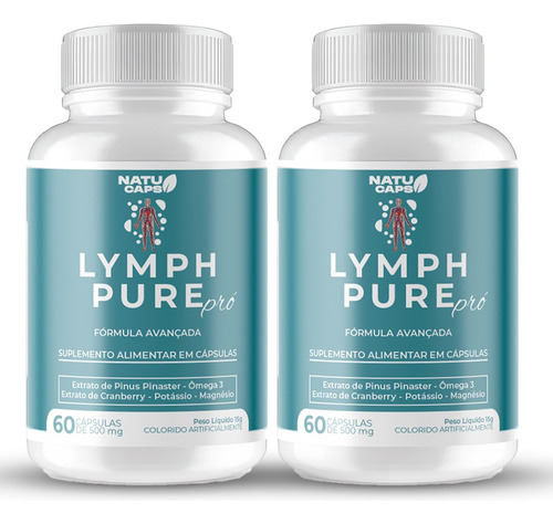 3 Potes De Lymph Pure 180 Cápsulas - Envio Imediato Sem Sabor