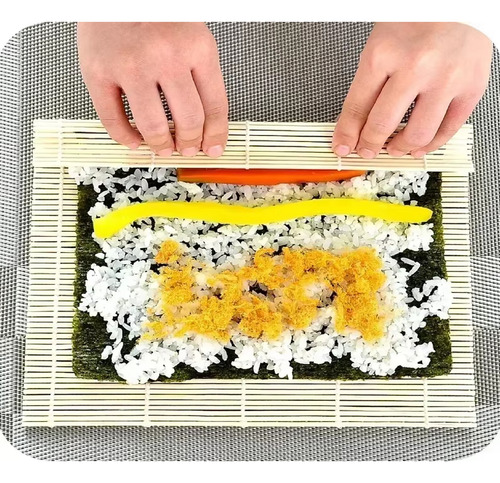 Pack 2 Esterilla Roll Maki Bambú Sushi Gimbap Makisu 24x24cm