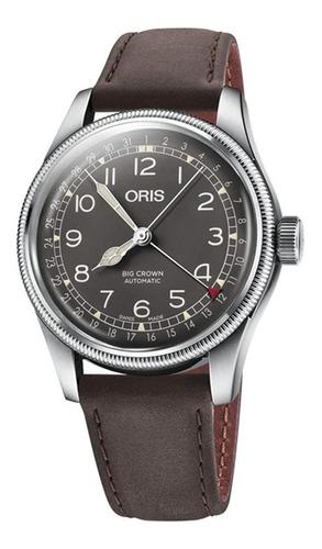 Reloj Oris Big Crown Pointerdate 01 754 7741 4064-07 5 20 64 Color de la correa Café Color del bisel Plateado Color del fondo Café
