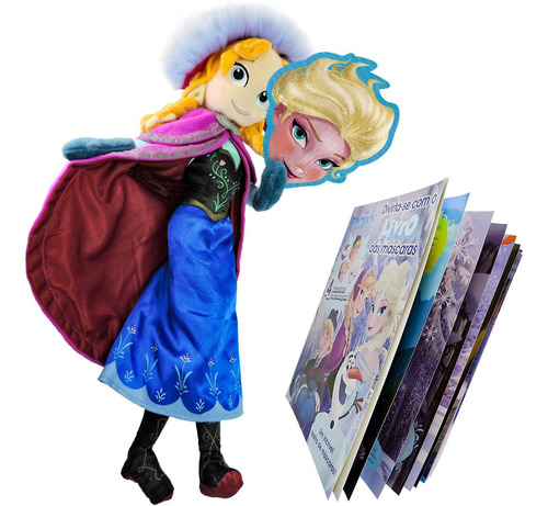 Boneca De Pelúcia Frozen Anna Mais Livro De Máscaras Disney 