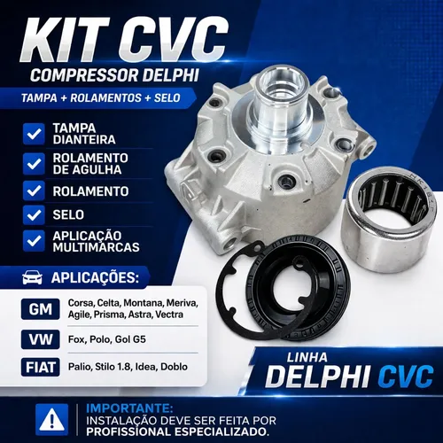 Tampa Frontal + Selo Rolamento Agulha Compressor Delphi Cvc