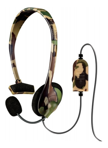 Headset Broadcaster C/ Mic E Controle De Volume P/ Ps4 Cor Verde Camuflado