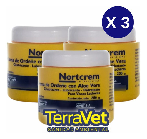 Crema De Ordeñe Con Aloe Vera Nortcrem X 250 Gr X 3 Unidades