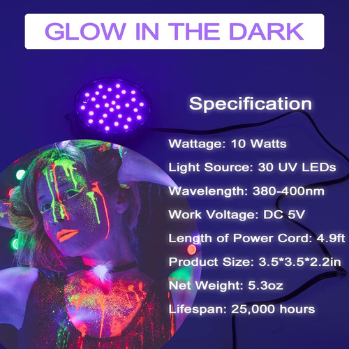 Ciciny Luz Lideró A Negra, Luces Negras Uv Colgantes Usb De