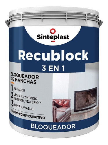 Recublock 3 En 1 Sinteplast Bloqueador Manchas Premium  10 L