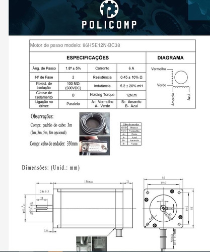 Kit Motor De Passo 85kgf.cm Com Encoder (easy Servo)