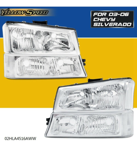 Fit For 2003-2006 Silverado Chrome Clear Corner Headligh Ccb