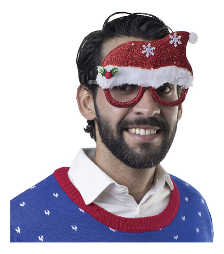 Lentes Navideños Gorro De Santa Disfraz Fiesta Navidad