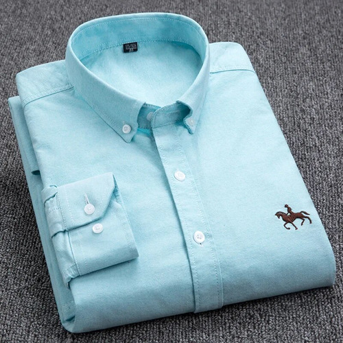 Camisa Casual De Algodón Oxford Embroidehorse Para Hombre, M