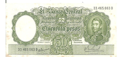 Billete: 50 Pesos M/nacional Serie D Bottero 2025 Muy Bueno