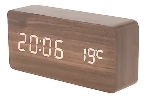 Reloj Despertador Digital De Madera Luz Lcd Pilas Y Usb 1299