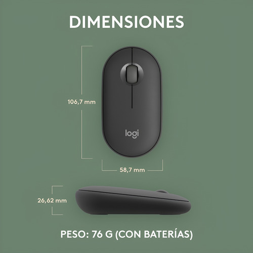 Mouse Bluetooth Multidispositivo Logitech M350s, Color Negro