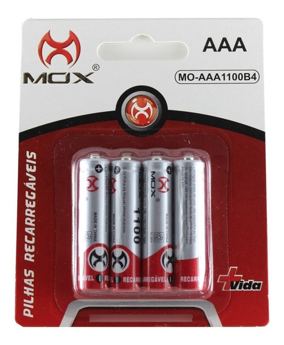 4 Pilhas Palito Recarregável Mox Aaa 1000mah Pilha Palito