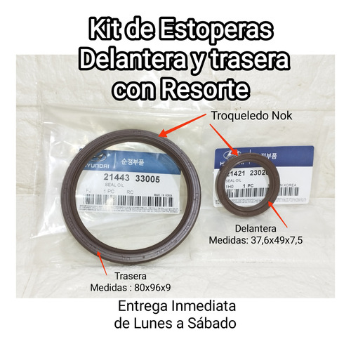 Kit Estopera Cigueñal Delant Y Trasera Hyundai Tiburón 96/08